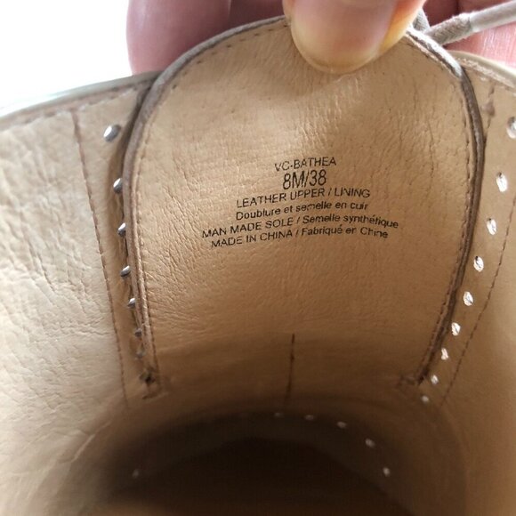 VINCE CAMUTO closed-toe tan patent leather slide/mule lace-up oxford look US 8M - Picture 12 of 15